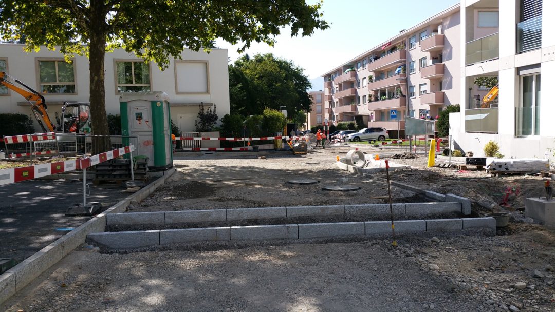 Nouvelle teinte pour le quartier de Lancy Square au Petit-Lancy, Suisse