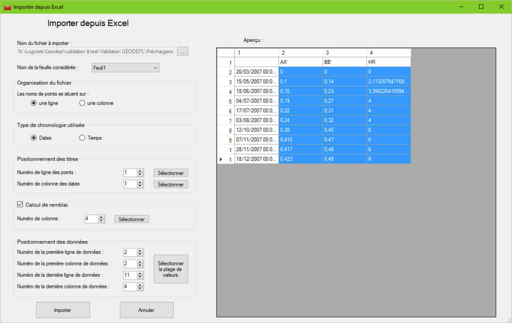 Importation Excel to Geodepl Importation Excel to Geodepl
